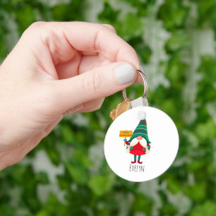 Llavero Cute Gnome Holding Placard con saludos