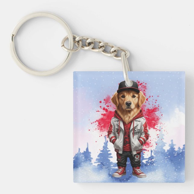 Llavero Cute Golden Retriever Fashion Tee (Frente)