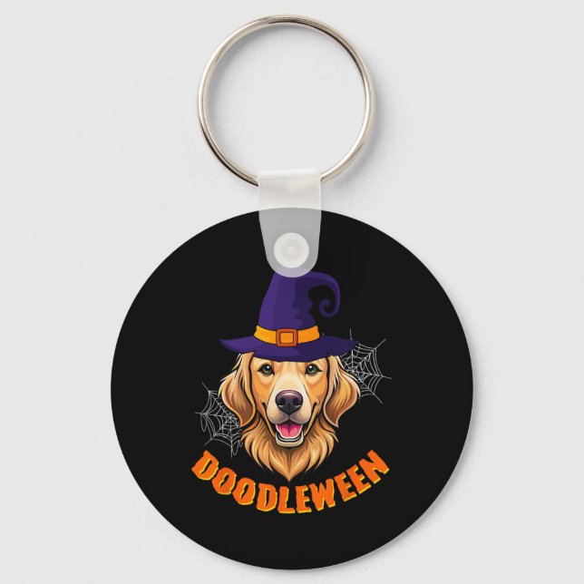 Llavero Cute Goldendoodle Halloween Spookee Golden Doodle  (Anverso)
