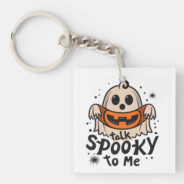 Llavero Cute Halloween Ghost Retro : Hablar Me Parecía (Frente)