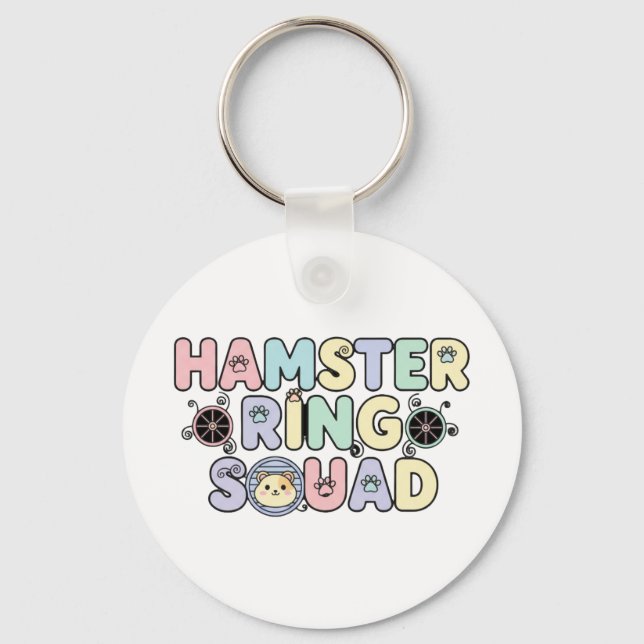 Llavero Cute Hamster Ring Squad Diseño Pastel (Anverso)