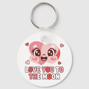 Llavero Cute Heart Character Te Amo Hasta La Luna