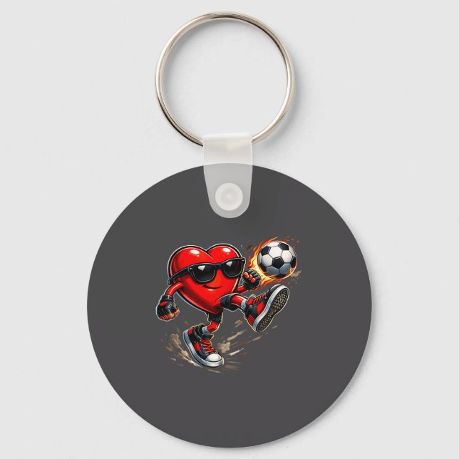 Llavero Cute Heart Playing Soccer Valentines Day Soccer Bo (Anverso)