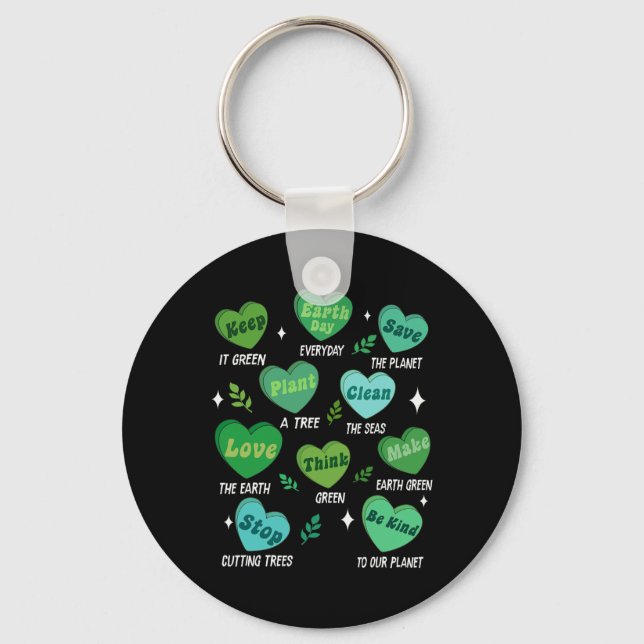 Llavero Cute Hearts Retro Earth Day (Anverso)