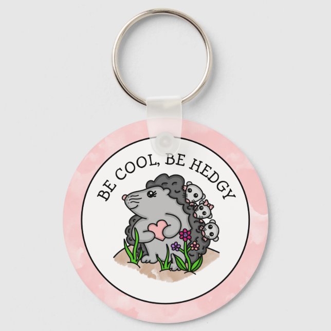 Llavero Cute Hedgehog and Babies and Funny Pun (Anverso)