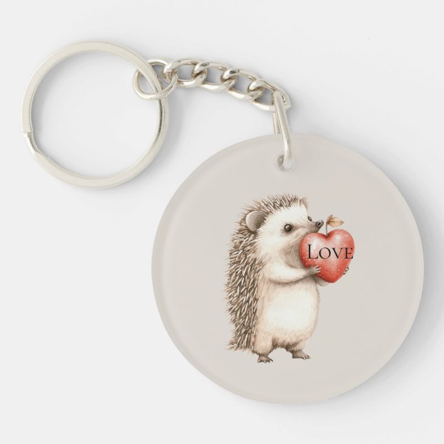 Llavero Cute Hedgehog with Red Heart Love (Frente)