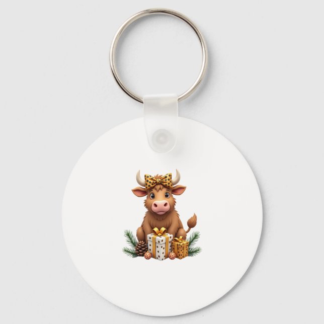 Llavero Cute Highland Cow Christmas Santa Highland Cow Lov (Anverso)