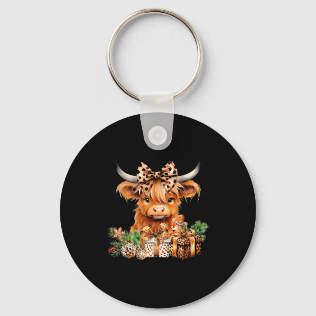 Llavero Cute Highland Cow Christmas Santa Highland Cow Lov (Anverso)