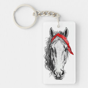 Llavero Cute Horse lleva la Bandana Roja occidental