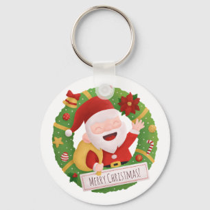 Llavero Cute Jolly Padre Santa Claus Wreath