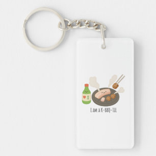 Llavero Cute K-BBQ y Ilustracion Soju - Pun de comida core