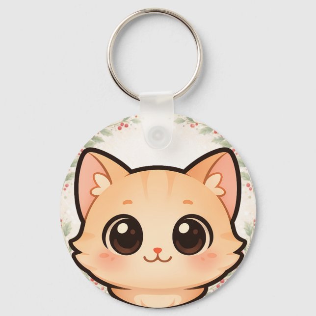 Llavero Cute Kawaii Cat Face Keychain (Anverso)