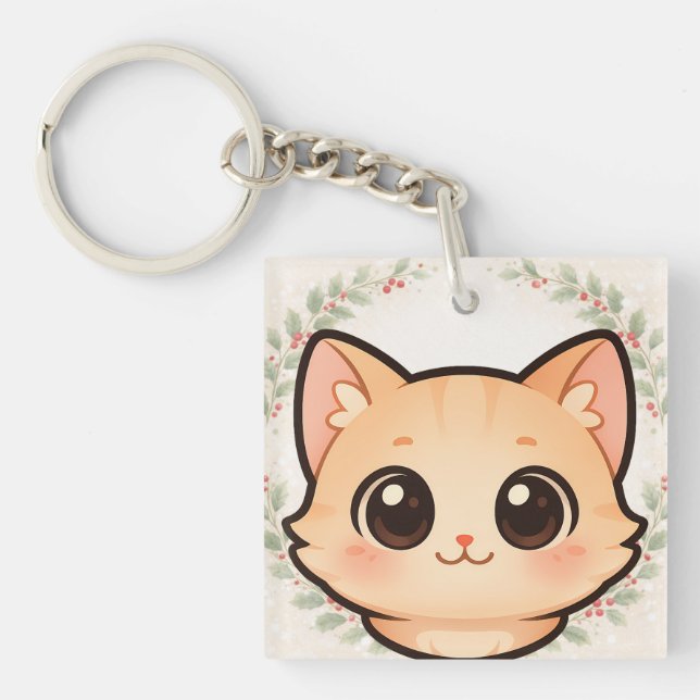 Llavero Cute Kawaii Cat Face Keychain (Frente)