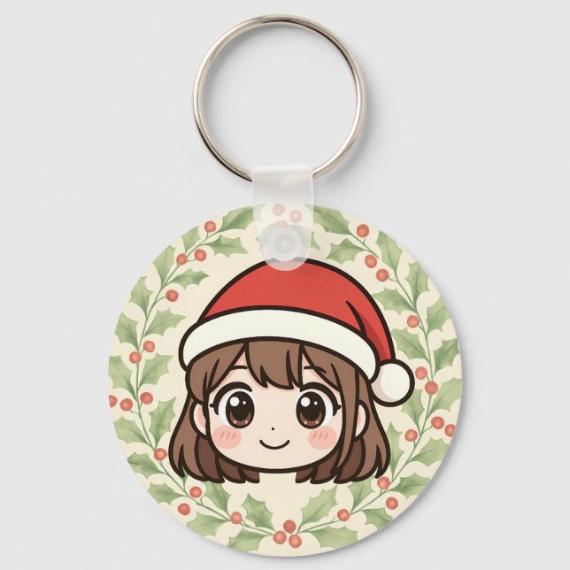 Llavero Cute Kawaii Christmas Anime Girl Keychain (Anverso)