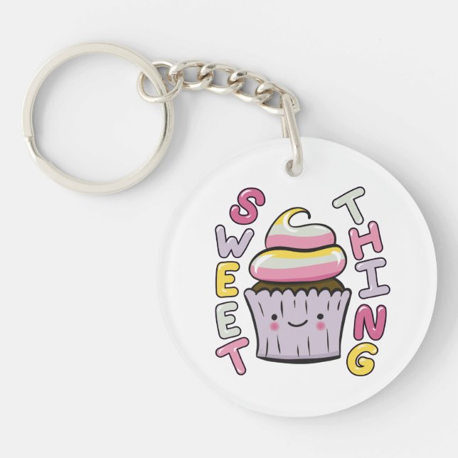 Llavero  Cute Kawaii Cupcake with Text (Frente)