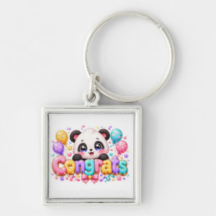 Llavero Cute Kawaii Felicidades Panda Nombre Pastel Rosa G