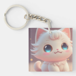 Llavero Cute Kawaii Fluffy Gato Blanco