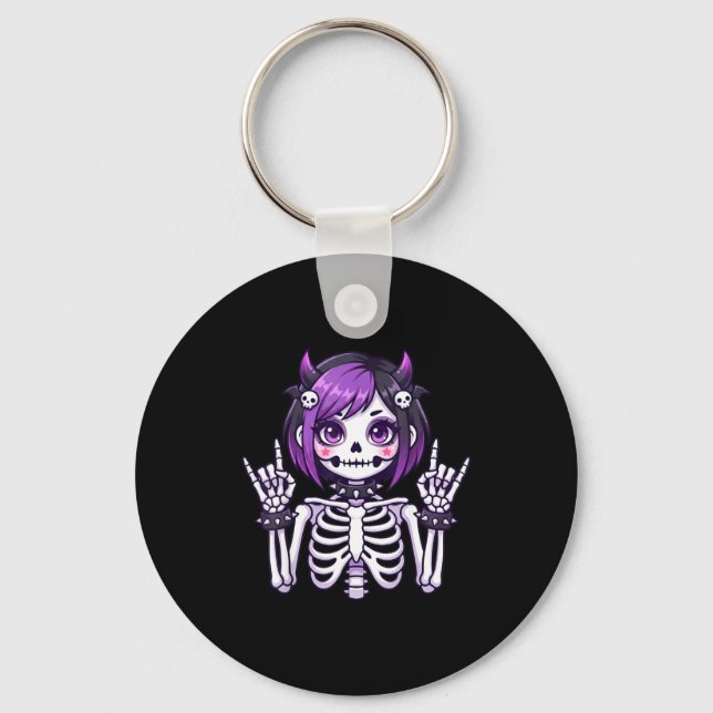 Llavero Cute Kawaii Goth Girl Skeleton Punk-goth Alternati (Anverso)