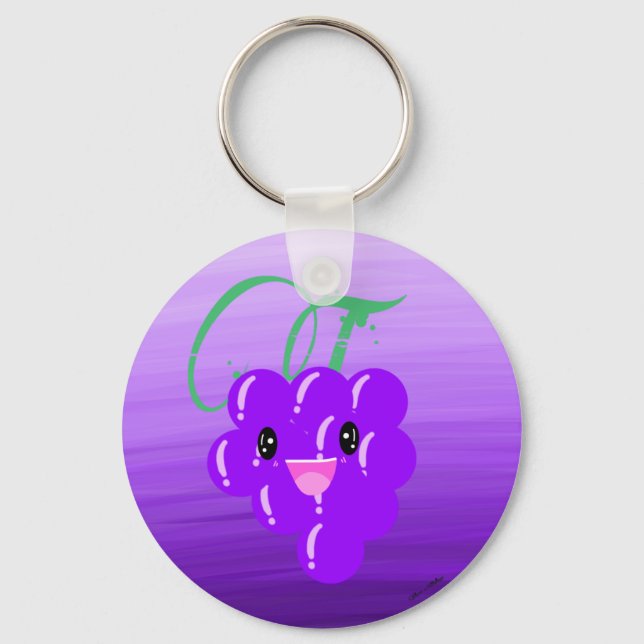Llavero Cute Kawaii Grape Fruit Lover Foodie Ombre Púrpura (Anverso)