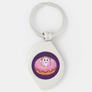 Llavero Cute Kawaii Hámster en Arte de Donut Rosado Glasea