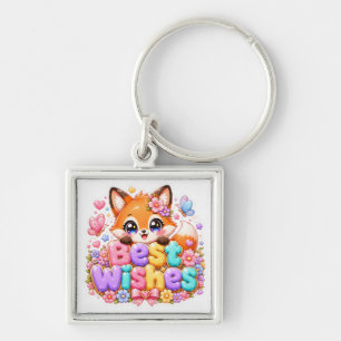 Llavero Cute Kawaii Mejores Deseos Zorro Nombre Pastel Ros