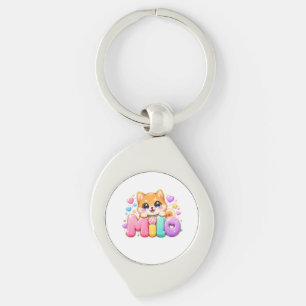 Llavero Cute Kawaii Milo Nombre Perro Pastel Rosa Brillant