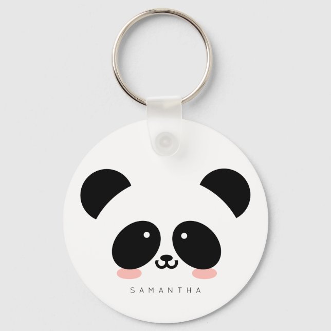Llavero Cute Kawaii Panda | Añadir su nombre (Anverso)