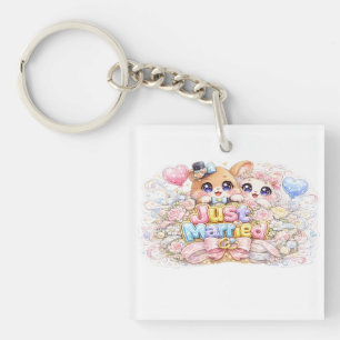 Llavero Cute Kawaii Pareja Recién Casada Animales Pastel P