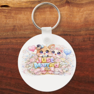 Llavero Cute Kawaii Pareja Recién Casada Animales Pastel P