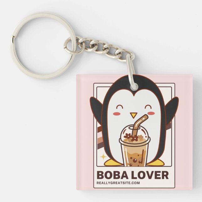 Llavero Cute Kawaii Penguin Boba Lover (Frente)