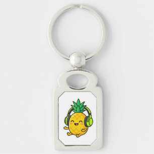 Llavero Cute Kawaii Piña con Auriculares Verano Estar