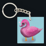 Llavero Cute Kawaii Pink Duck & Hearts Nursery Art<br><div class="desc">Quack up a smile with this incredibly cute pink duck design! This unique illustration features a glossy, 3D-style duck with a soft, textured wing, looking lovingly at floating pink hearts. It's an adorable and modern take on a classic childhood favorite. Perfect for decorating a baby girl's nursery, making a sweet...</div>