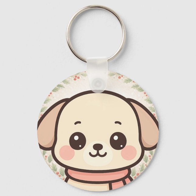 Llavero Cute Kawaii Puppy Face Keychain (Anverso)