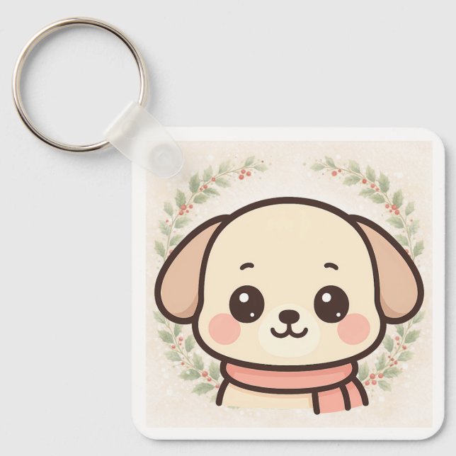 Llavero Cute Kawaii Puppy Face Keychain (Anverso)