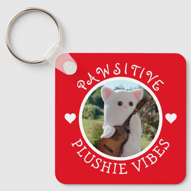 Llavero Cute Kawaii Red Pawsitive Plushie Vibes Foto (Anverso)