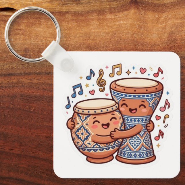 Llavero Cute Kawaii Tambores de Arcilla Tradicionales Marr (Anverso)