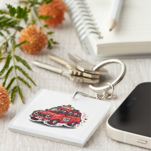 Llavero Cute Kawaii Taxi Rojo Marroquí Petit Viaje Ciudad 
