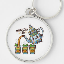 Llavero Cute Kawaii Tetera de Té de Menta Marroquí y Vasos