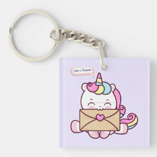 Llavero Cute Kawaii Unicorn Love Illustration