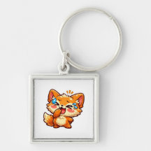 Cute Kawaii Zorro Naranja Llorando Sticker de Lágr