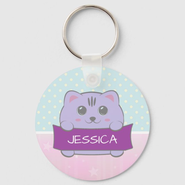 Llavero Cute Kitten Personalized Polka Dot (Anverso)