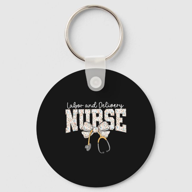 Llavero Cute Labor And Delivery Nurse Stethoscope Coquette (Anverso)