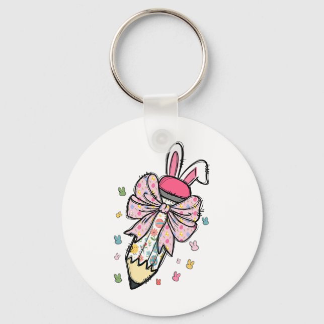 Llavero Cute Lápiz Coquette Bow Bunny Easter Day Teacher (Anverso)