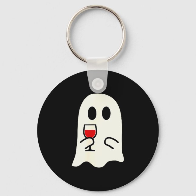 Llavero Cute Little Ghost Red Wine Gl Halloween  (Anverso)