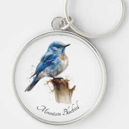 Llavero Cute Little Mountain Bluebird Watercolor, personal