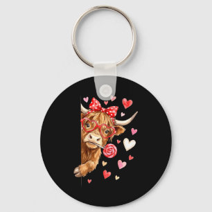 Llavero Cute Lollipop Highland Cow Día de San Valentín Cor
