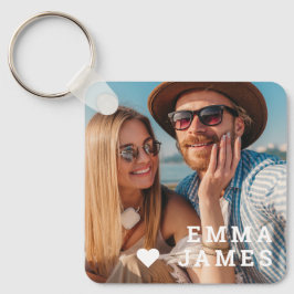 Llavero Cute Love Heart Photo Couples Personalized Names