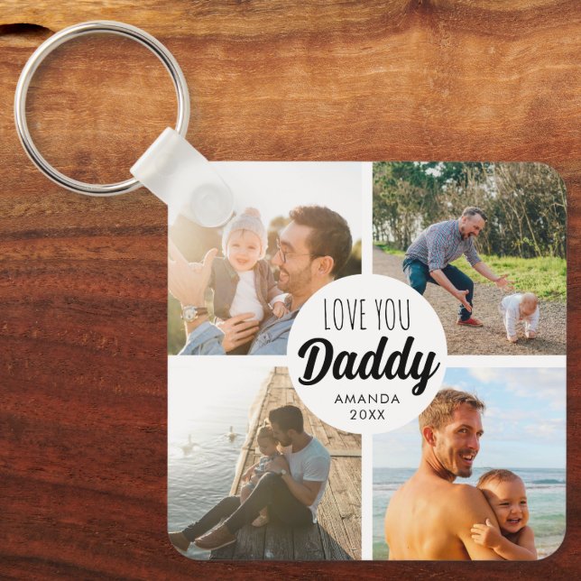 Llavero Cute Love You 'Daddy' Personalizado Collage de fot (Anverso)