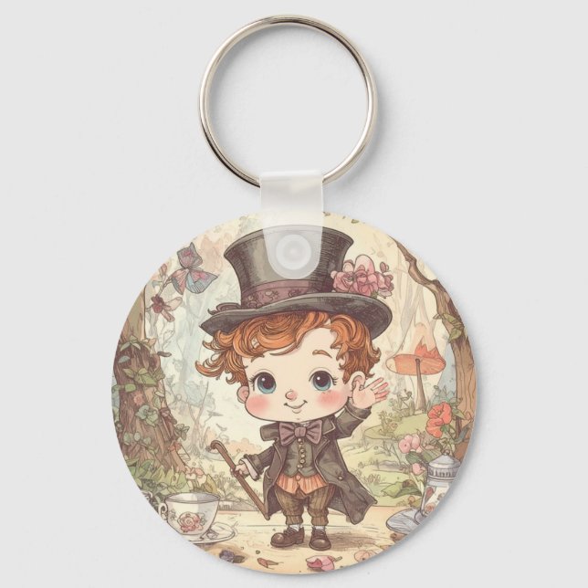 Llavero Cute Mad Hatter Whimsical Wonderland Woodland Art (Anverso)