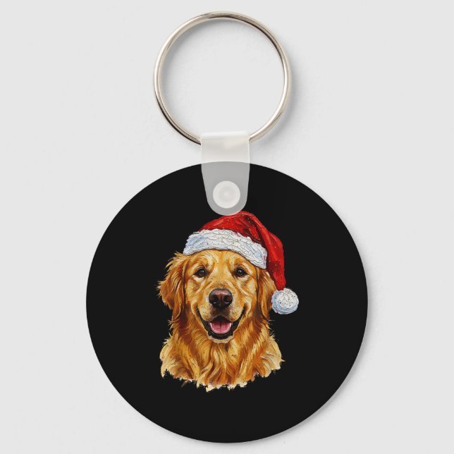 Llavero Cute Merry Christmas Golden Retriever Dog Christma (Anverso)